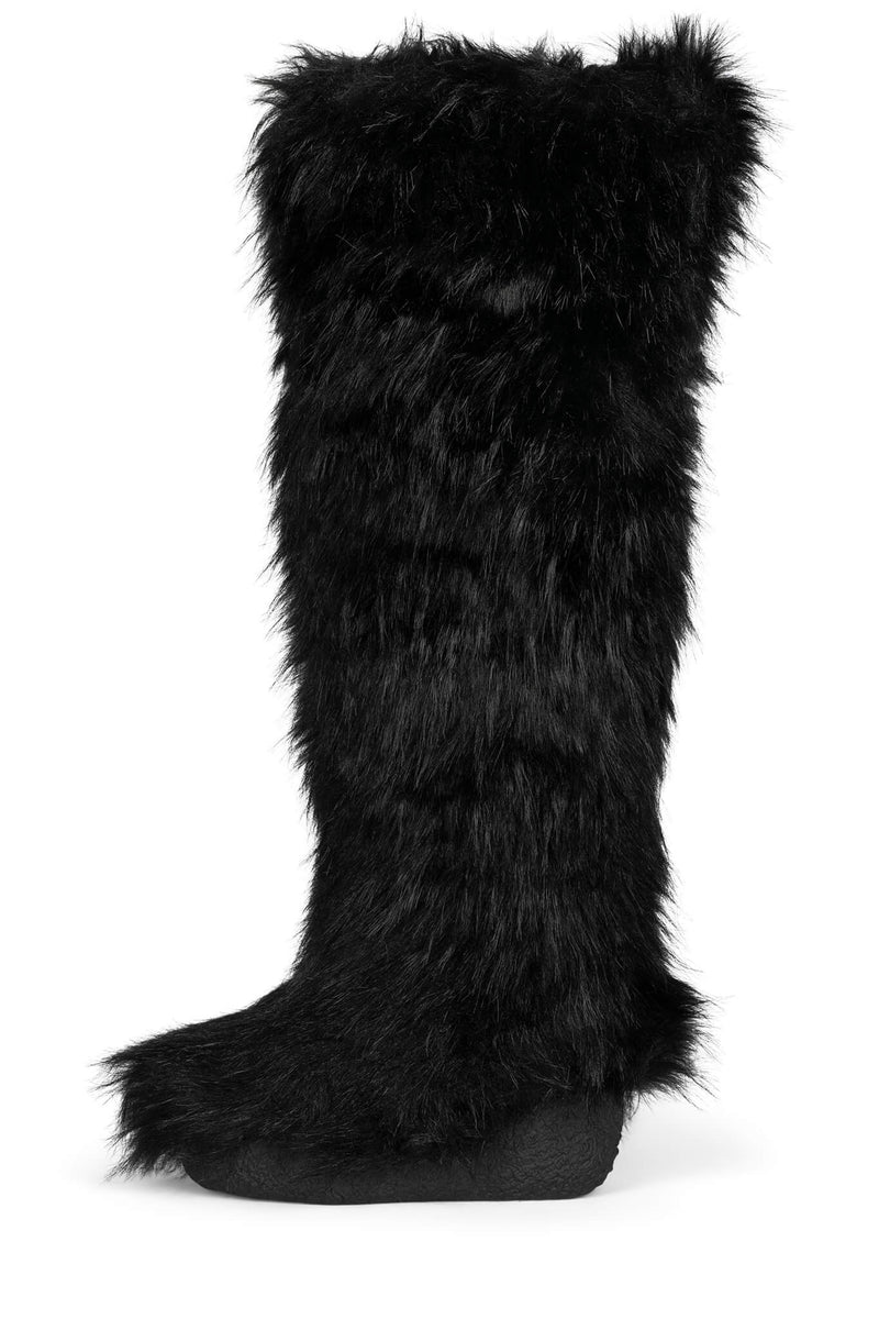 Black Jeffrey Campbell Fluffy-Ok Women's Knee High Boots | 249-VFXCBT