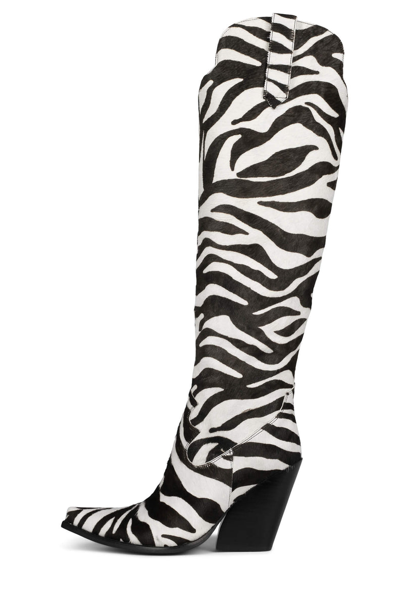 Black / White Jeffrey Campbell Amiga-F Women's Knee High Boots | 486-JXYREO