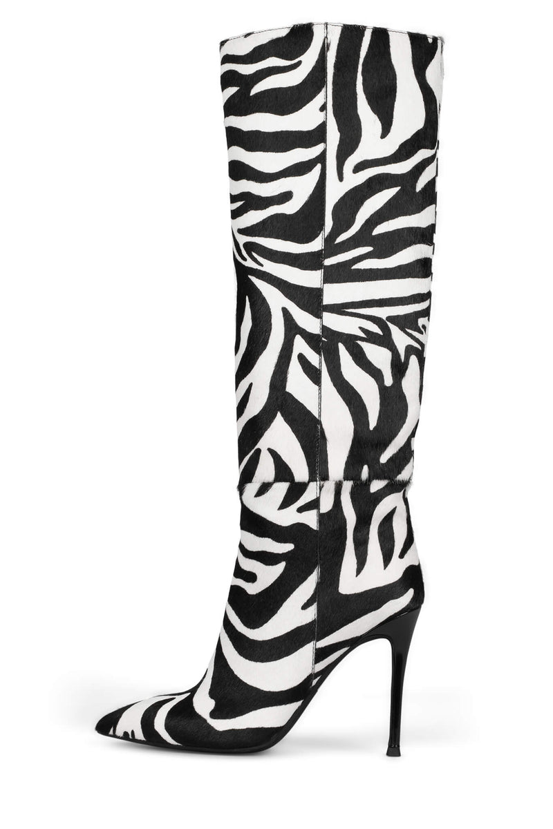 Black / White Jeffrey Campbell Arsen-Hi-F Women's Knee High Boots | 736-SWYOBD