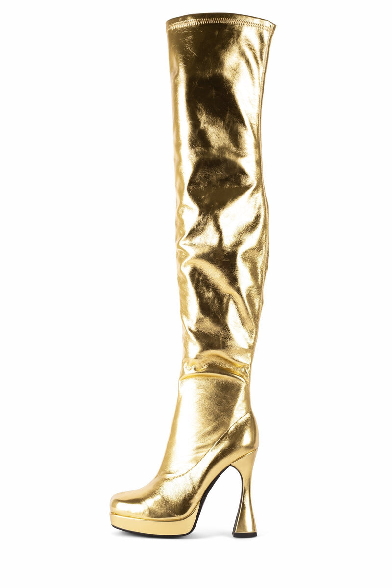 Gold Jeffrey Campbell Bel-Air-Ok Women's Knee High Boots | 392-HRUZKQ