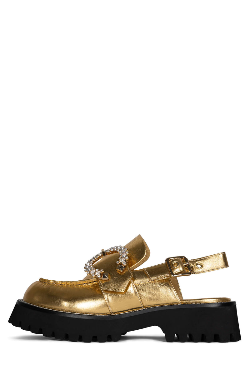 Gold Jeffrey Campbell Moonstruck Women's Loafers | 482-TCZYIO