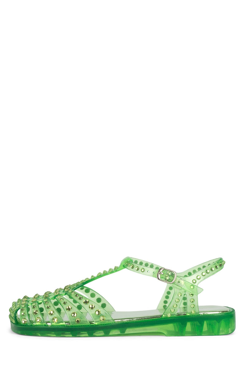 Green Jeffrey Campbell Gelly-J2 Women's Flat Sandals | 375-TLIVAK