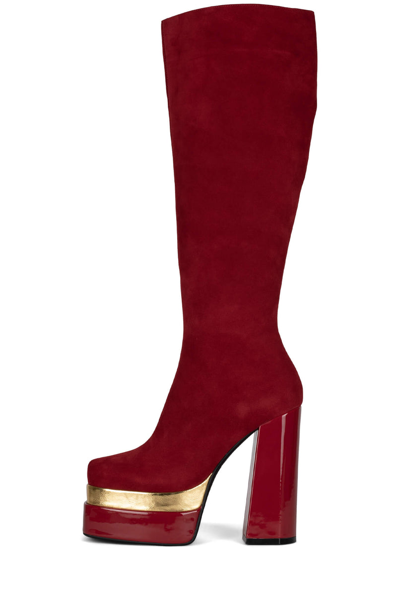 Red Jeffrey Campbell Dancerama Women's Knee High Boots | 201-UGBETN