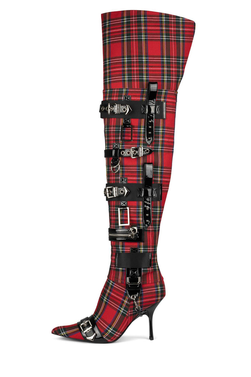 Red Jeffrey Campbell Gadget Women's Knee High Boots | 841-HTDMGC