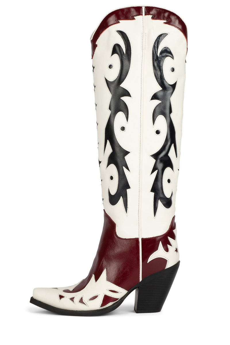 Red / White Jeffrey Campbell Starwood-2 Women's Knee High Boots | 592-AWSCJI