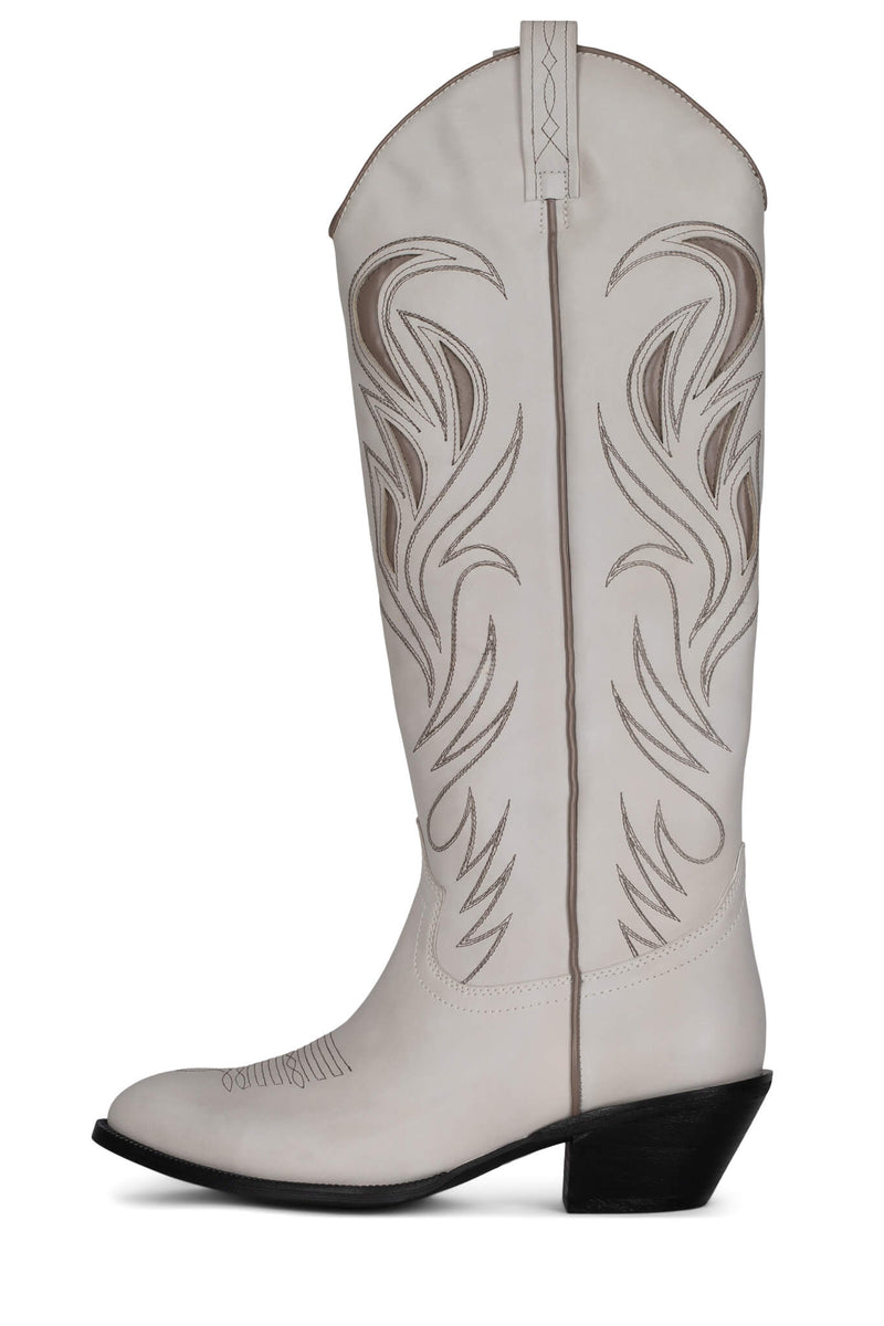 White / Brown Jeffrey Campbell The-Coop Women's Knee High Boots | 876-JYUHVF