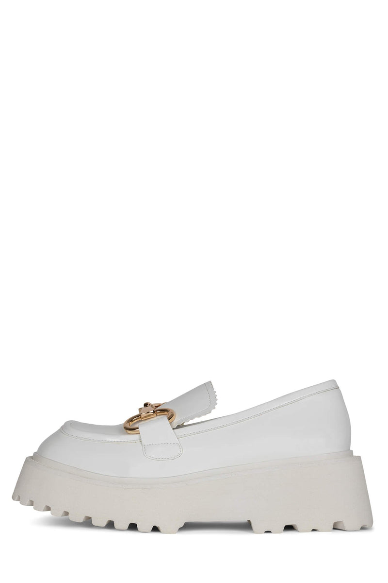 White Jeffrey Campbell Skooled Women's Loafers | 478-PACYVQ