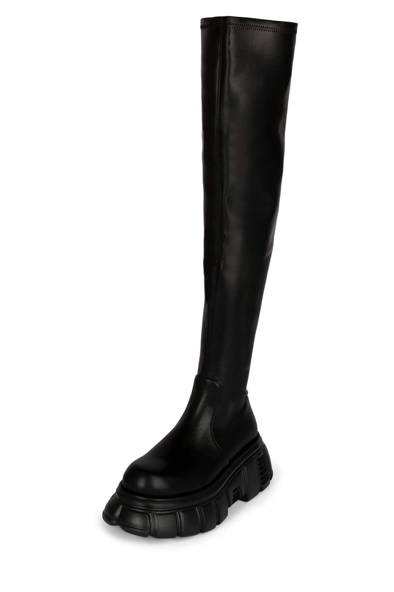 Black Jeffrey Campbell Stomped-Ok Women's Knee High Boots | 261-VSEABW