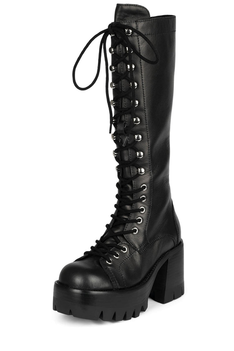 Black Jeffrey Campbell Tank-Girl Women's Knee High Boots | 514-ONLJDC