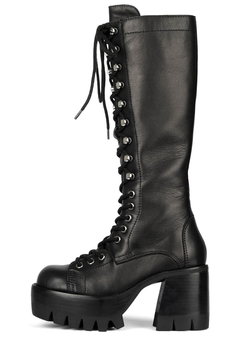 Black Jeffrey Campbell Tank-Girl Women\'s Knee High Boots | 514-ONLJDC