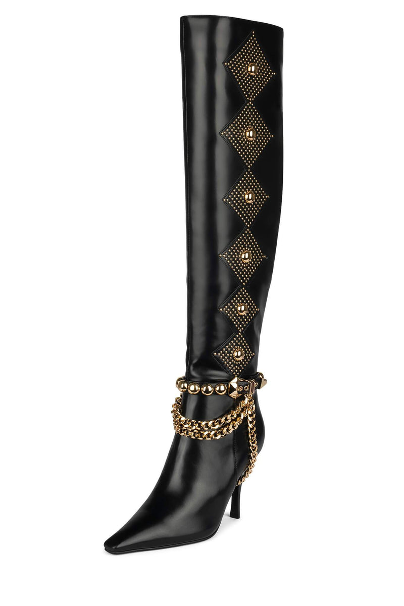 Black Jeffrey Campbell Vixxen Women's Knee High Boots | 398-YKIGML