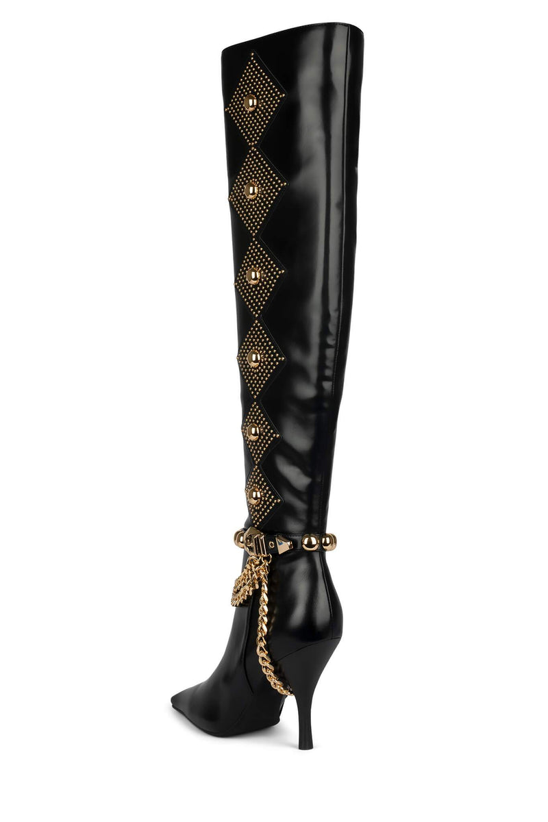 Black Jeffrey Campbell Vixxen Women's Knee High Boots | 398-YKIGML