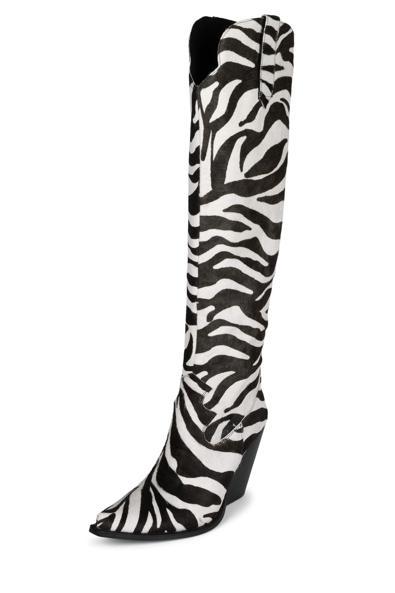 Black / White Jeffrey Campbell Amiga-F Women's Knee High Boots | 486-JXYREO