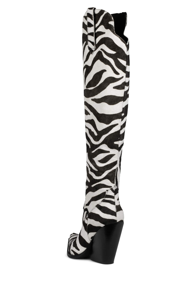 Black / White Jeffrey Campbell Amiga-F Women's Knee High Boots | 486-JXYREO