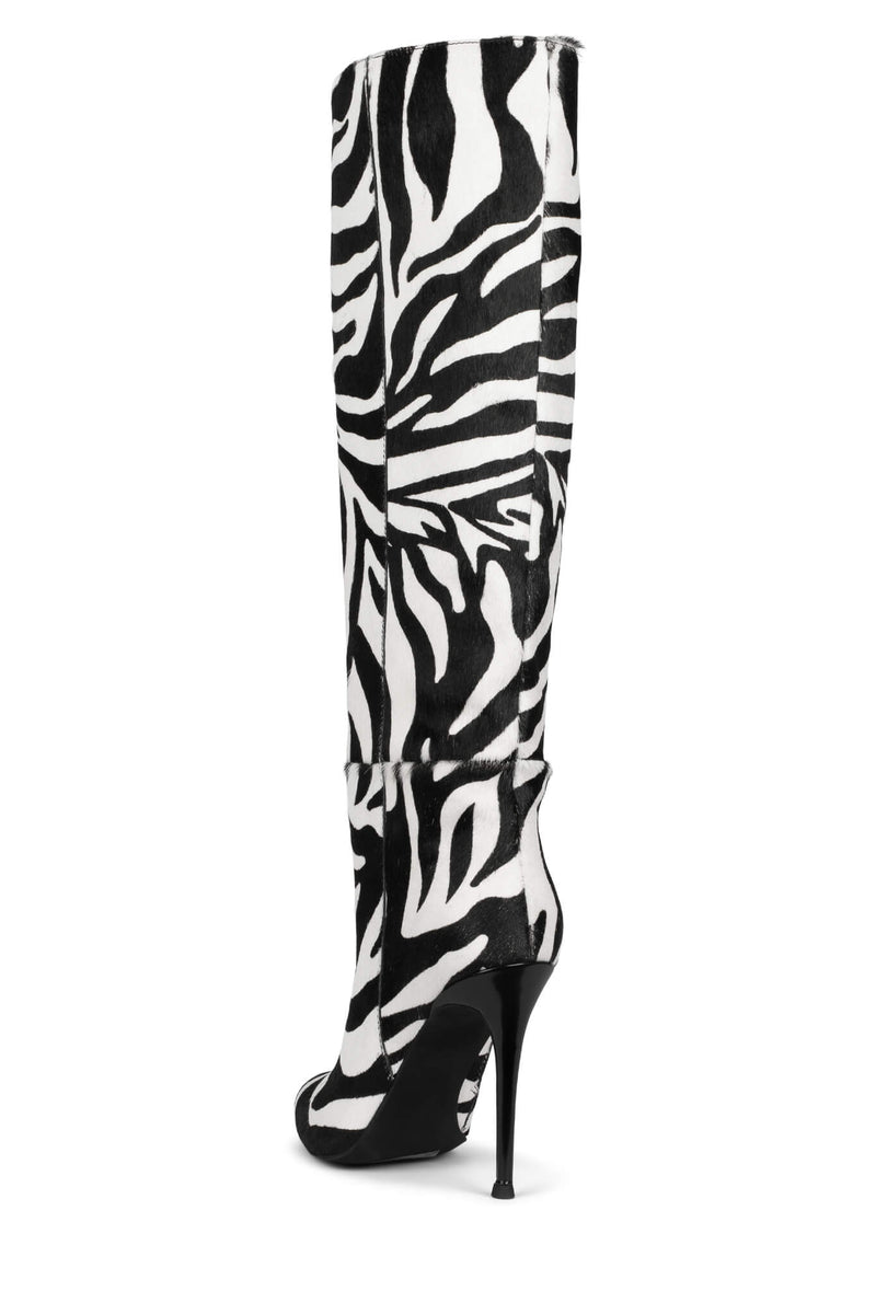 Black / White Jeffrey Campbell Arsen-Hi-F Women's Knee High Boots | 736-SWYOBD