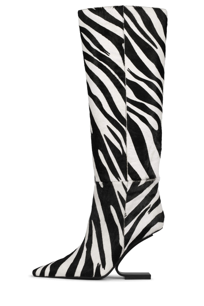 Black / White Jeffrey Campbell Compass-Kh Women\'s Knee High Boots | 519-DBIVYZ