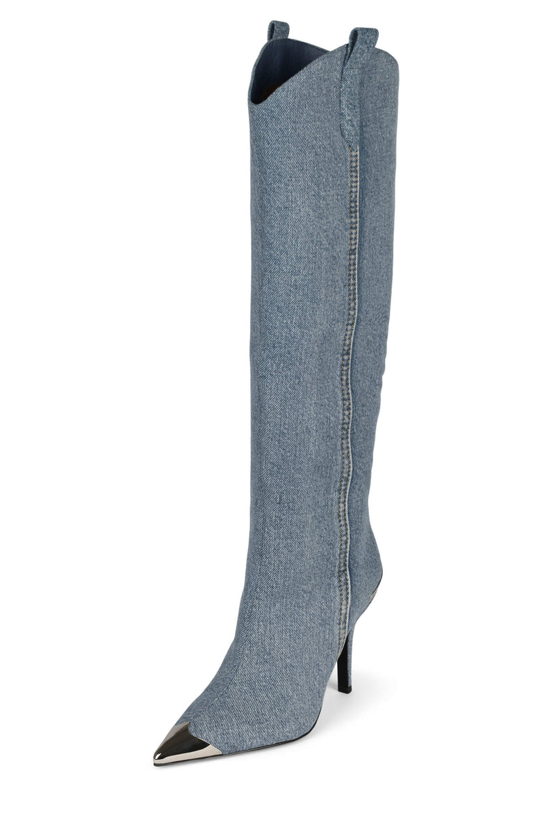 Blue Jeffrey Campbell By-Golly Women's Knee High Boots | 378-ZDIFXA