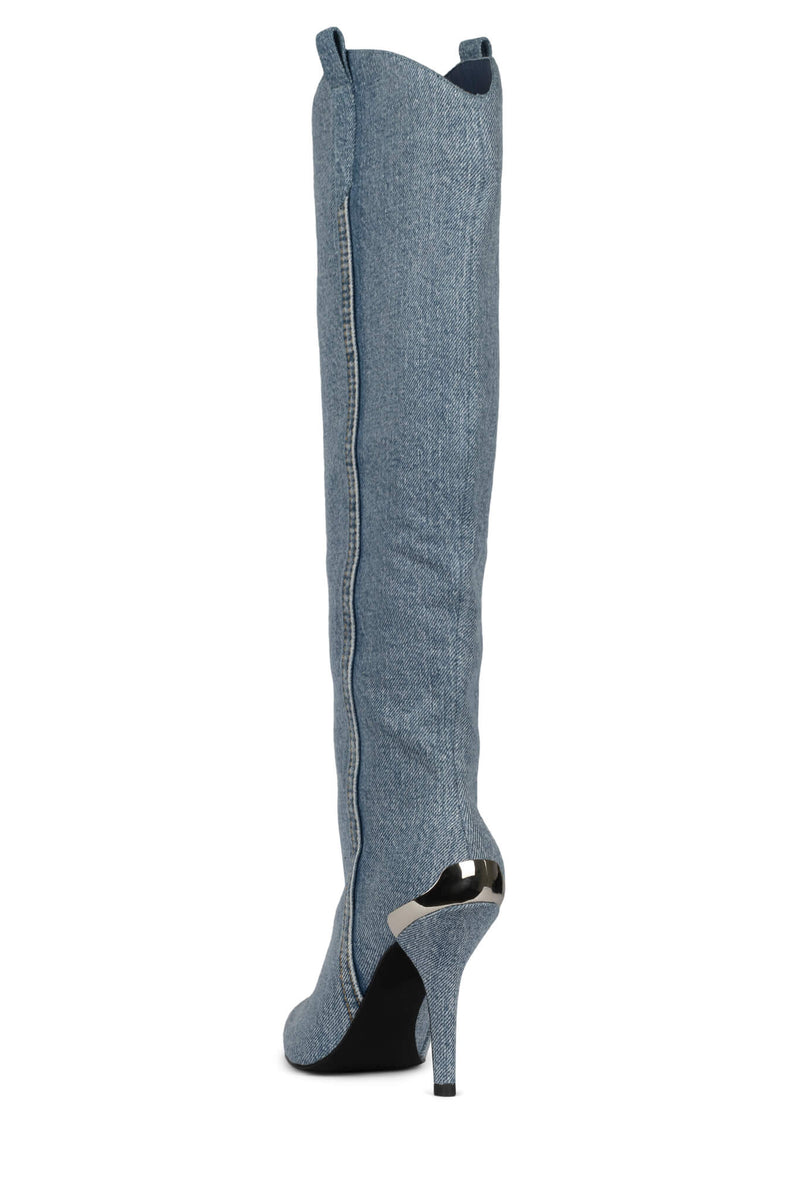 Blue Jeffrey Campbell By-Golly Women's Knee High Boots | 378-ZDIFXA