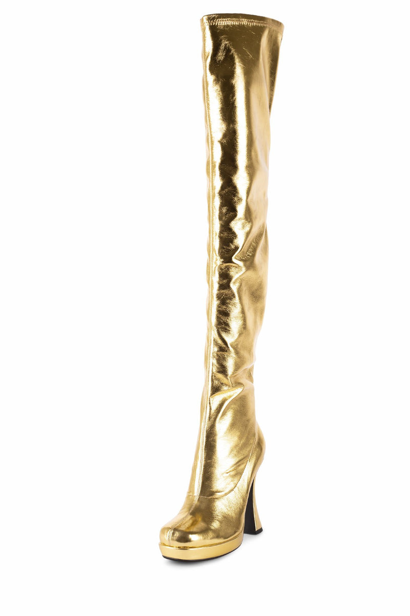 Gold Jeffrey Campbell Bel-Air-Ok Women's Knee High Boots | 392-HRUZKQ