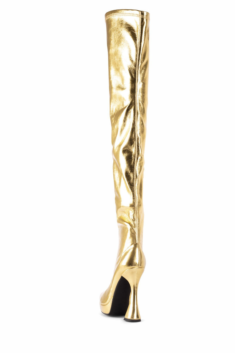 Gold Jeffrey Campbell Bel-Air-Ok Women's Knee High Boots | 392-HRUZKQ