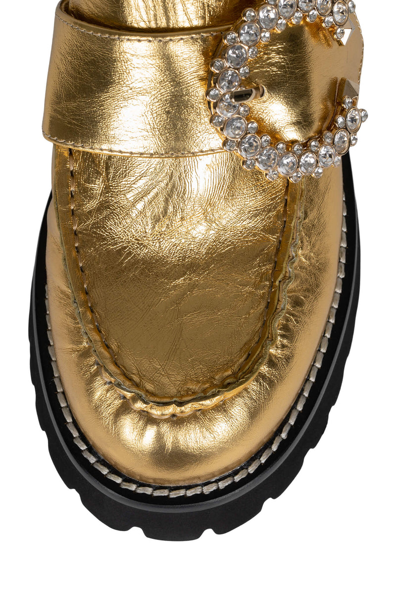 Gold Jeffrey Campbell Moonstruck Women's Loafers | 482-TCZYIO