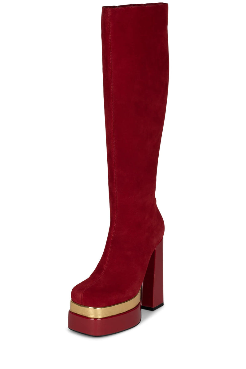 Red Jeffrey Campbell Dancerama Women's Knee High Boots | 201-UGBETN