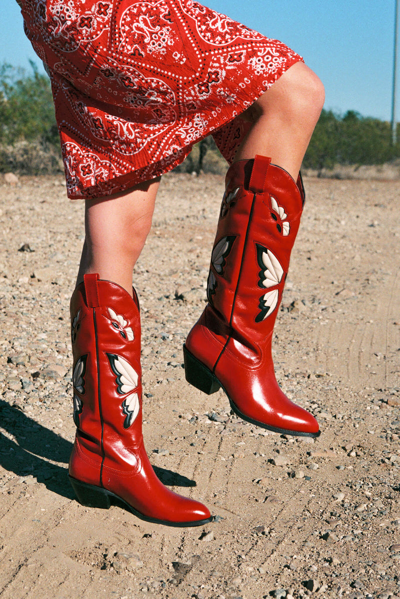 Red Jeffrey Campbell Fly-Away Women's Knee High Boots | 942-UXLCVZ