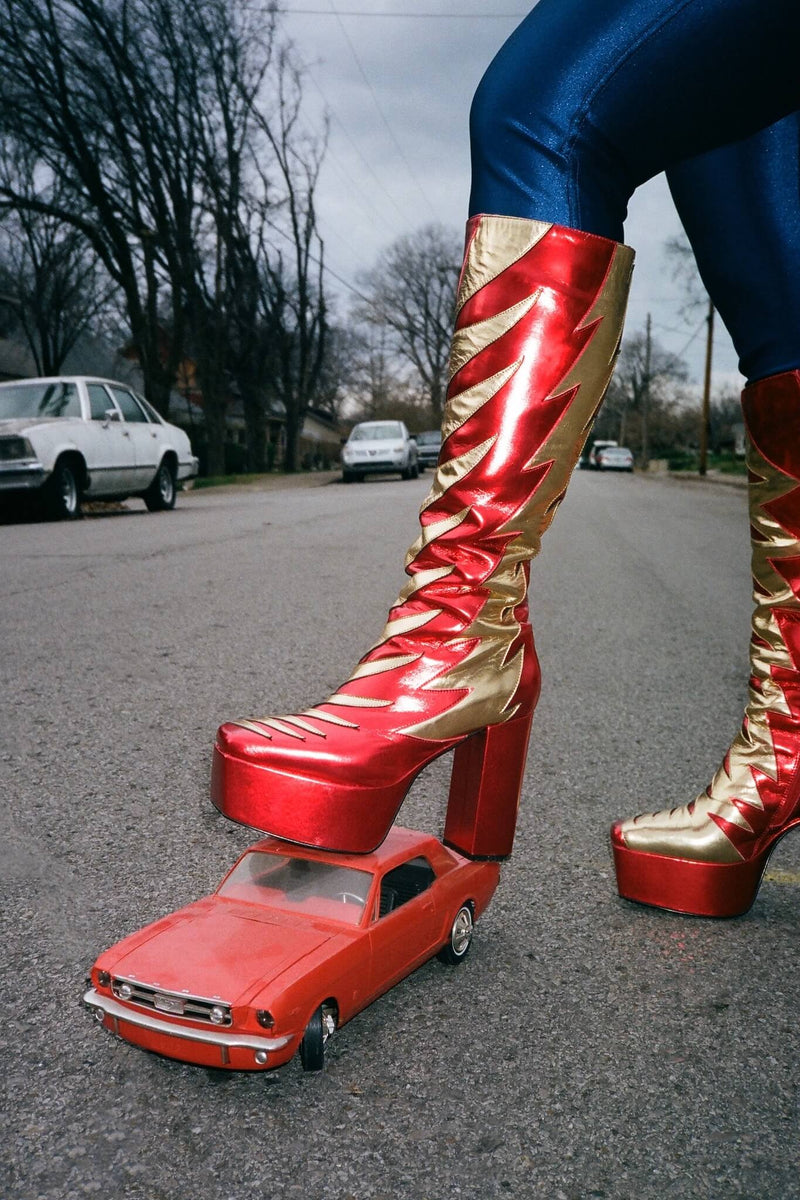 Red Jeffrey Campbell Kiss-This Women's Knee High Boots | 610-RJVOKC