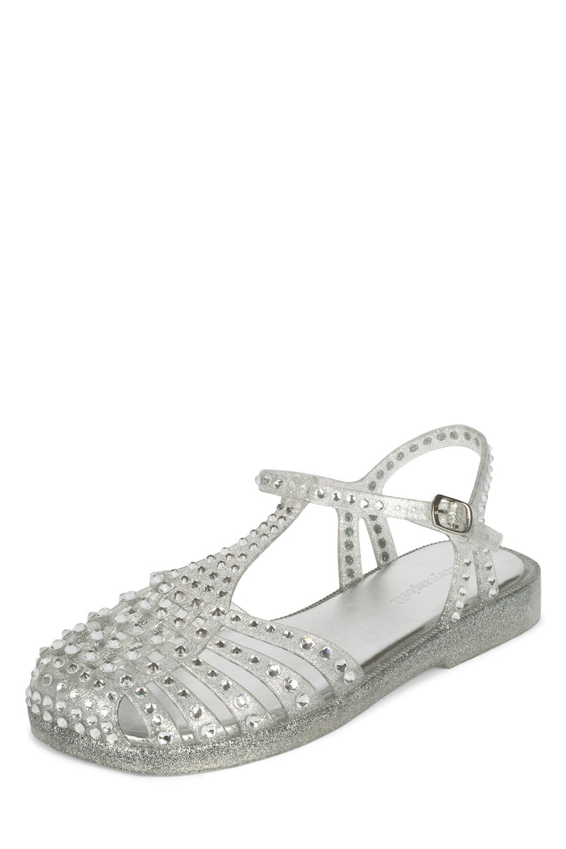 Silver Jeffrey Campbell Gelly-J2 Women's Flat Sandals | 461-HUIOAZ