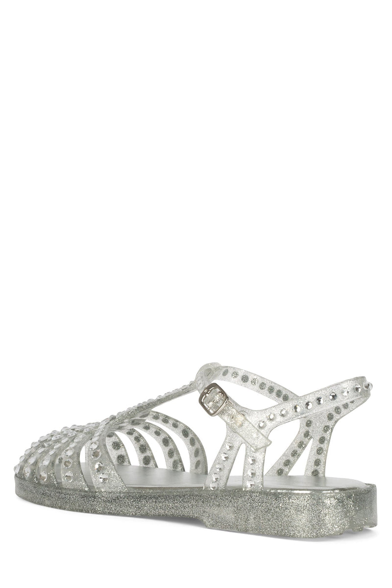 Silver Jeffrey Campbell Gelly-J2 Women's Flat Sandals | 461-HUIOAZ