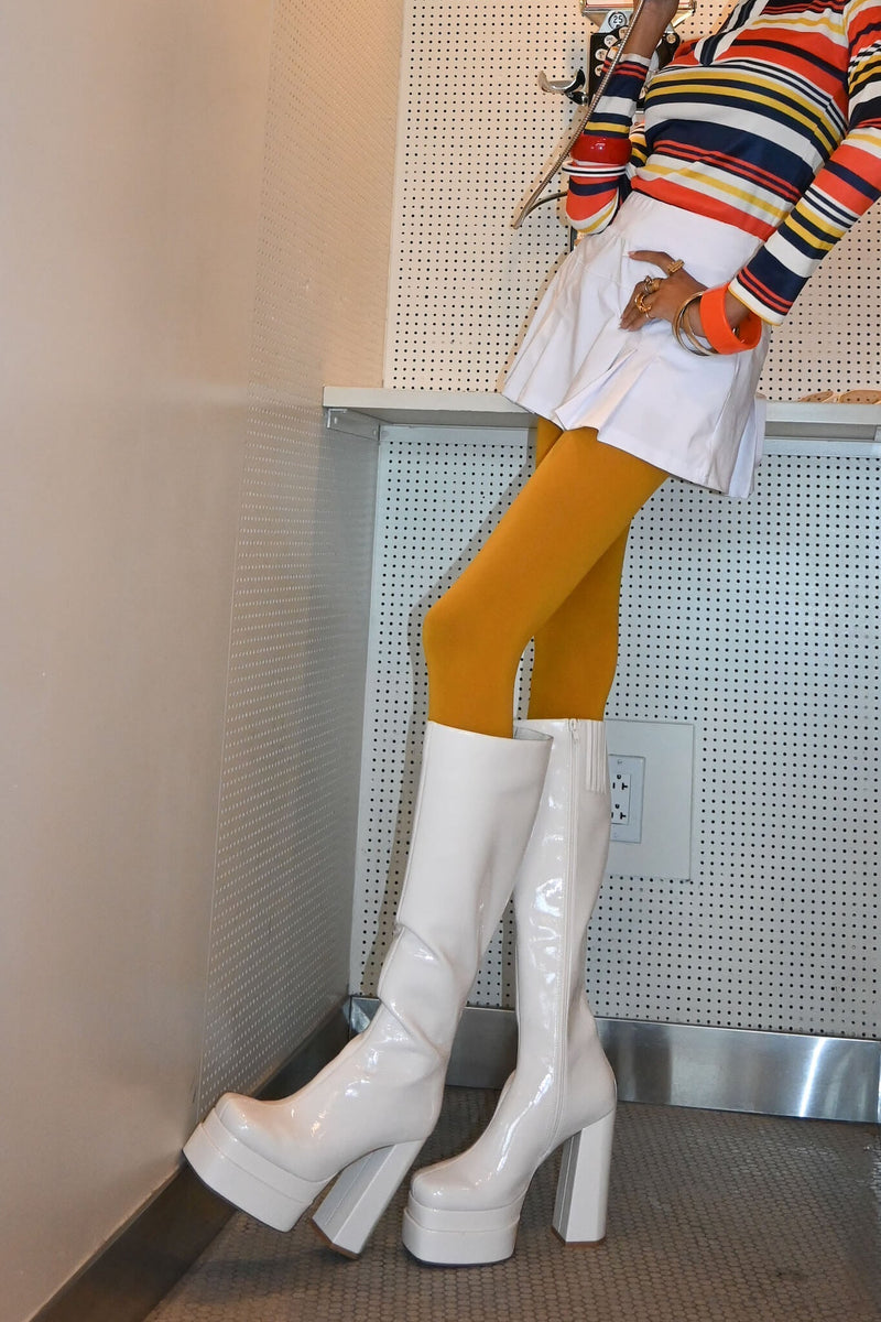 White Jeffrey Campbell Kickin-It Women's Knee High Boots | 530-LEOBQY