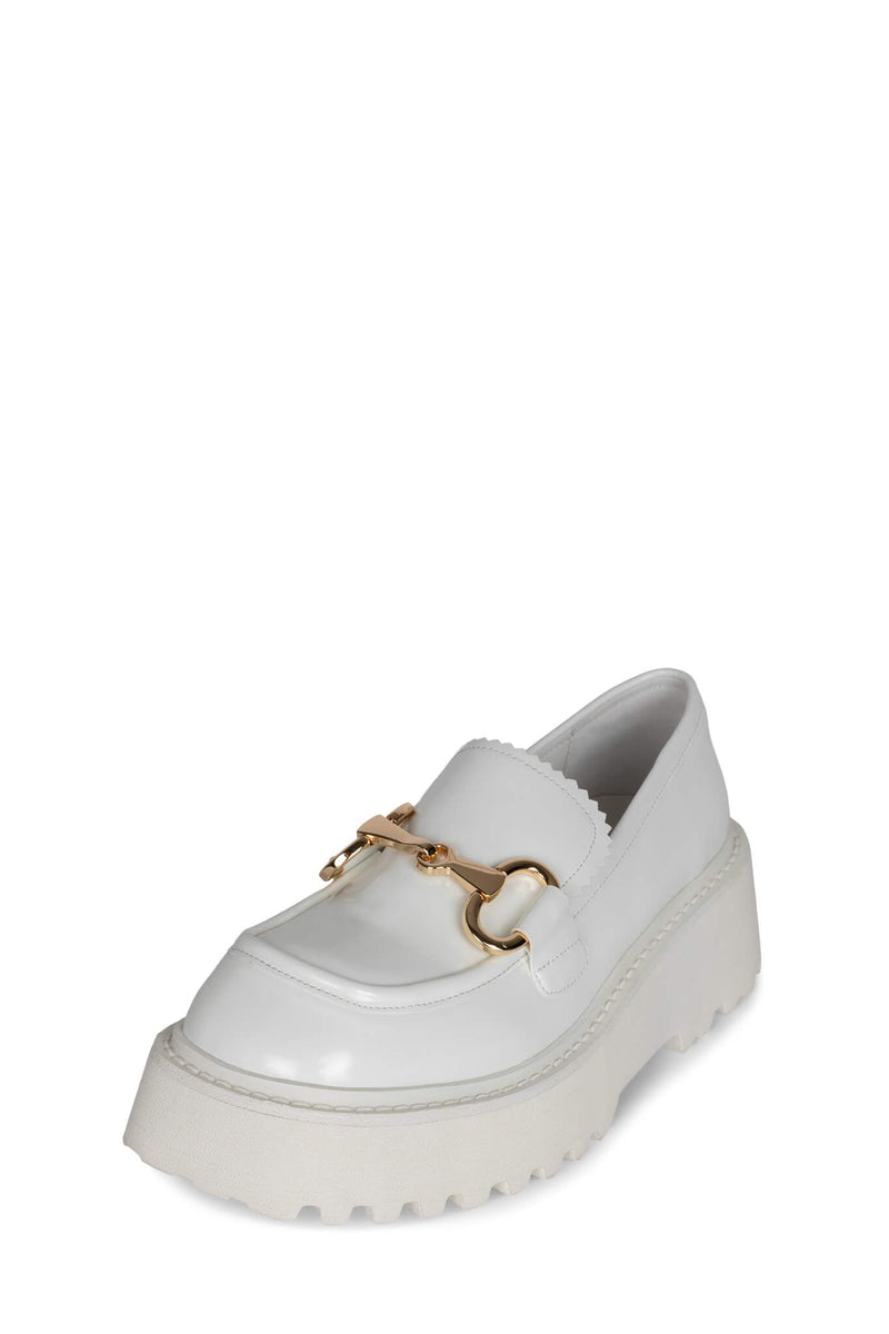 White Jeffrey Campbell Skooled Women's Loafers | 478-PACYVQ