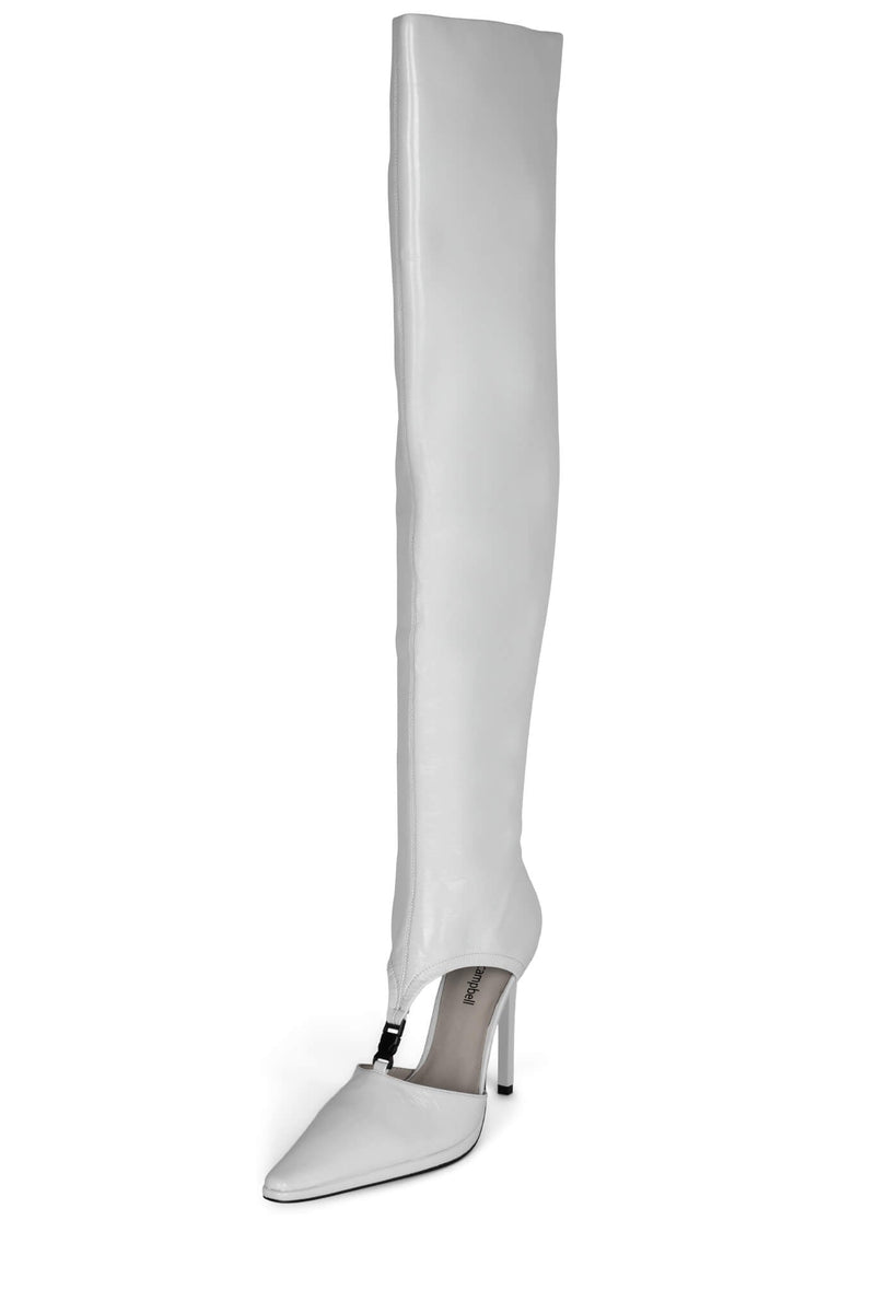 White Jeffrey Campbell Vortexx Women's Knee High Boots | 739-WIJBNX