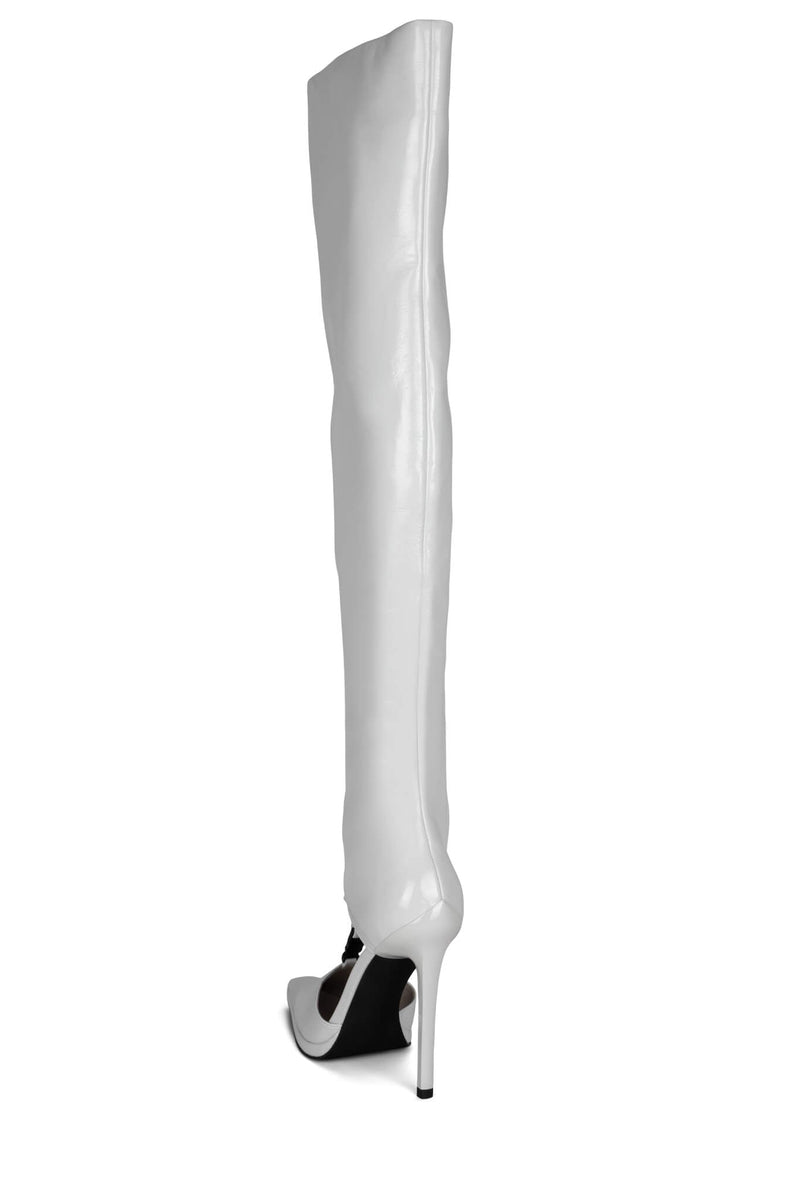 White Jeffrey Campbell Vortexx Women's Knee High Boots | 739-WIJBNX