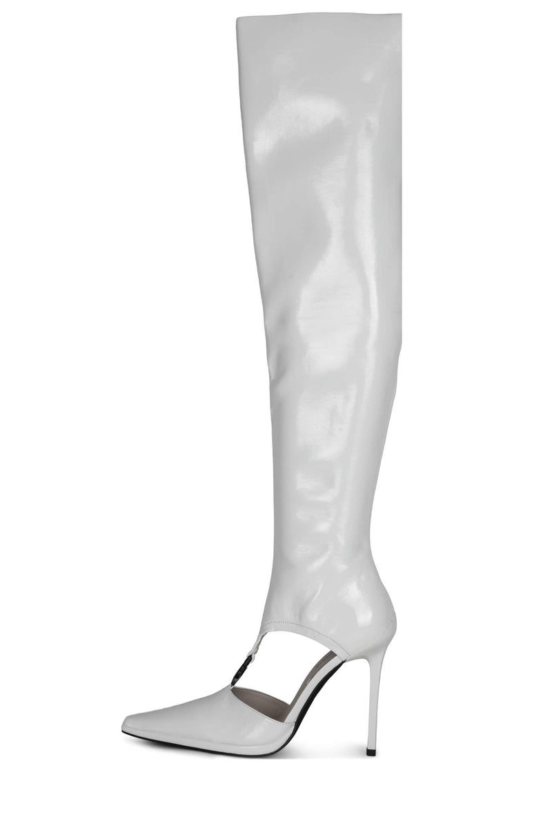 White Jeffrey Campbell Vortexx Women\'s Knee High Boots | 739-WIJBNX